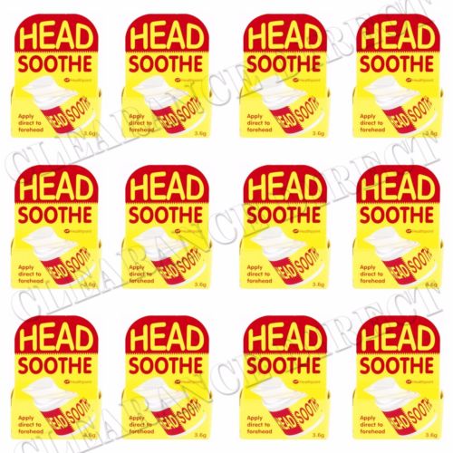 12 x HEAD SOOTHE FOREHEAD TEMPLE STICK BALM 3.6g FAST RELIEF FROM HEADACHES