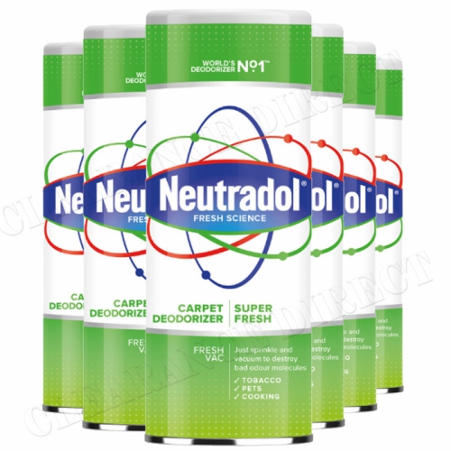 6 x Neutradol Super Fresh Carpet Odour Destroyer Air Freshner Vac n Clean 350g