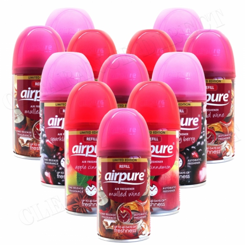 12 X AIRPURE FRESHMATIC AUTOMATIC SPRAY REFILLS 250ML CHRISTMAS SCENTS 