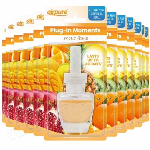 12 X AIRPURE PLUG-IN REFILL MOMENTS EXOTIC FRUIT FITS AIR WICK PLUG IN