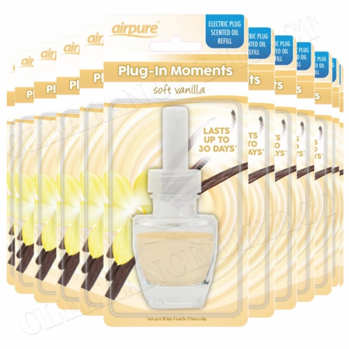 12 X AIRPURE PLUG-IN REFILL MOMENTS SOFT VANILLA FITS AIRWICK PLUG IN