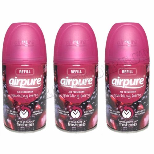 3 X AIRPURE FRESHMATIC AUTOMATIC SPRAY REFILLS 250ML SPARKLING BERRY 