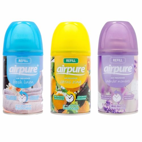 3 X AIRPURE FRESHMATIC AUTOMATIC SPRAY REFILLS MIXED SCENTS 250 ML  AIRWICK HOME