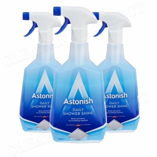 3 x Astonish Daily Shower Shine Cleaner Fresh Ocean Scent 750ml Trigger Spray