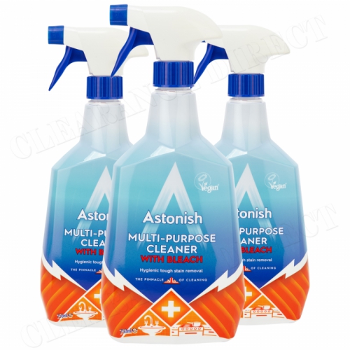 3 x Astonish Multi-Purpose Bleach Spray Hygienically Kills Bacteria Germs Clean