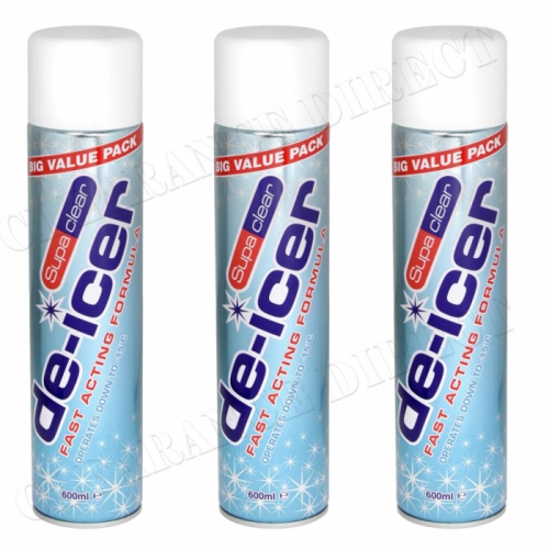 3 x SANMEX SUPA CLEAR DE-ICER 600ml FAST ACTING FORMULA OPERATES DOWN TO -15°C