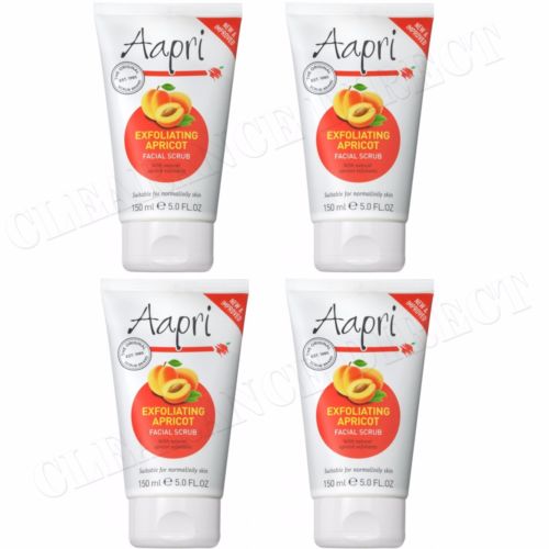 4 x Aapri Exfoliating Apricot Face Facial Scrub Cream 150ml New Improved Formula