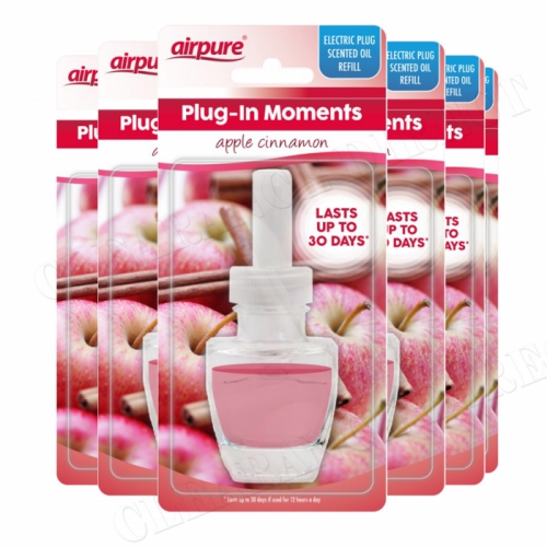 6 X AIRPURE PLUG-IN REFILL MOMENTS APPLE CINNAMON FITS AIR WICK PLUG IN