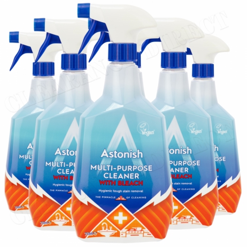 6 x Astonish Multi-Purpose Bleach Spray Hygienically Kills Bacteria Germs Clean