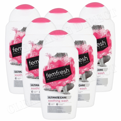 6x Femfresh Ultimate Care Intimate Hygiene Soothing Wash 250ml pH Balanced