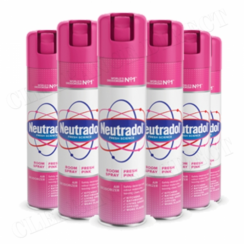 6 x Neutradol Fresh Pink Odour Destroyer Air Freshner Room Spray 300ml
