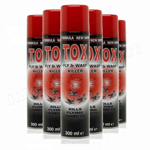 6 x TOX FLY & WASP KILLER INSECTICIDE FAST ACTING AEROSOL SPRAY 300ml