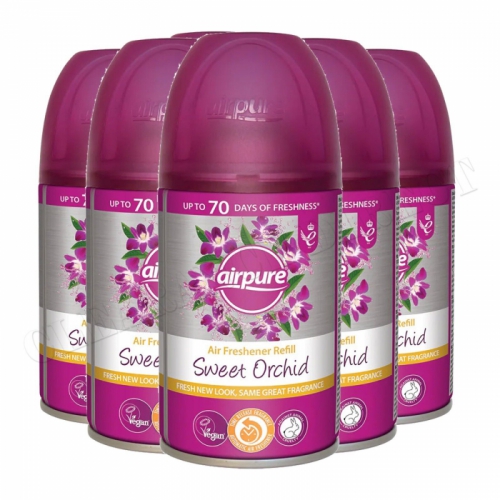 AIRPURE SWEET ORCHID REFILL CAN AUTOMATIC FRAGRANCE AIR FRESHENER 250ml x 6