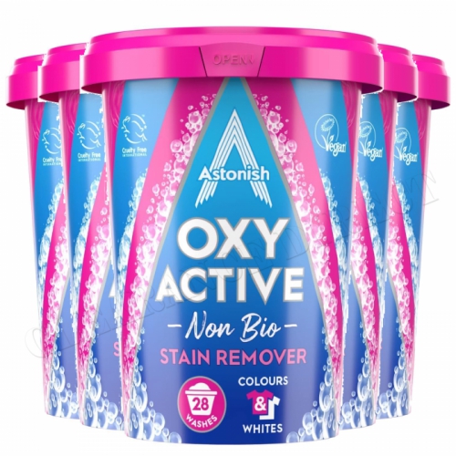 Astonish Oxy Active Non Bio Stain Remover, Brightening, Fights Odor 625g x 6
