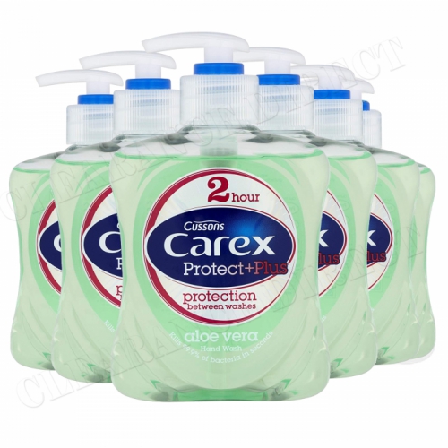 Carex Protect + Plus Aloe Vera Handwash (250ml) 2 Hrs Protection - Pack of 6