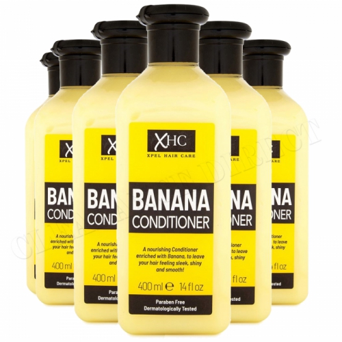 XHC Banana Conditioner 400ml x 6 Sleek Shiny Hair Paraben Free Hair Care Ladies