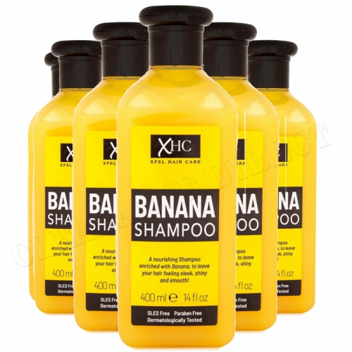 XHC Banana Shampoo 400ml x 6 Sleek Shiny Hair Paraben Free Hair Care Ladies