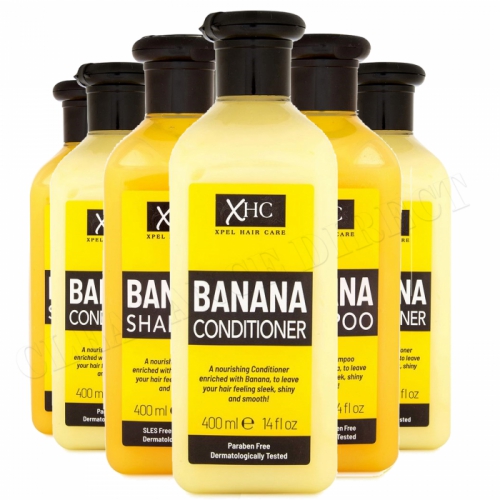 XHC Banana Shampoo & Conditioner 400ml x 6 Sleek Shiny Hair Paraben Free